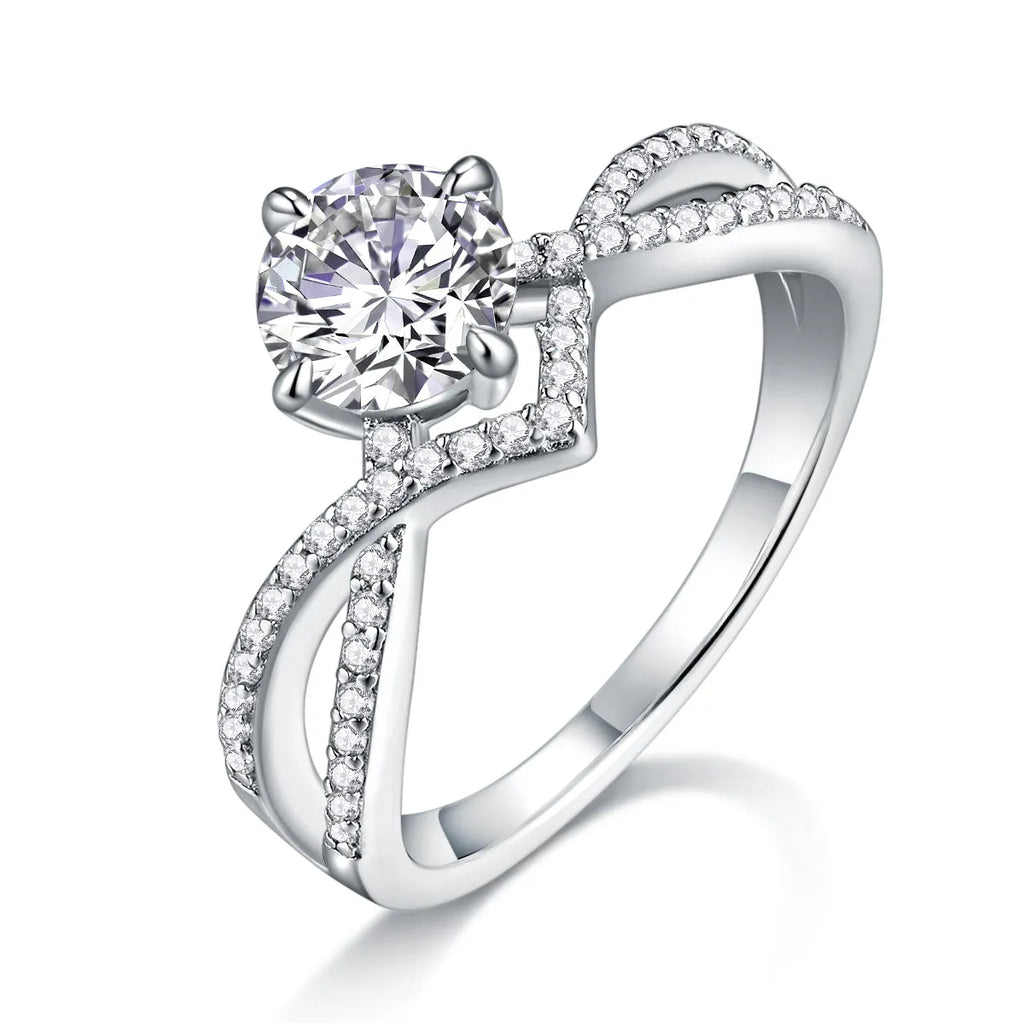 Sacred Vow wedding ring set with 2-carat moissanite in S925 silver with platinum plating, sizes 5-9, gift box and GRA certificate
