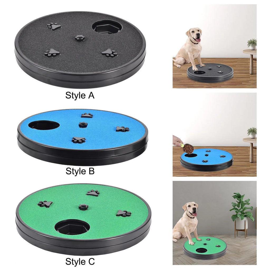 Square dog nail file scratch board with rotating slow feeder compartments and suction cup base