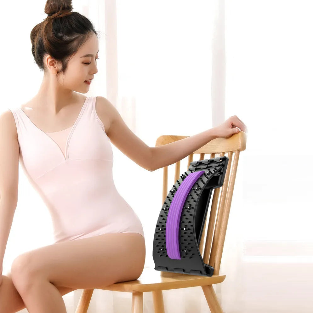 Adjustable back stretcher massager for waist back neck pain relief with multiple therapy modes