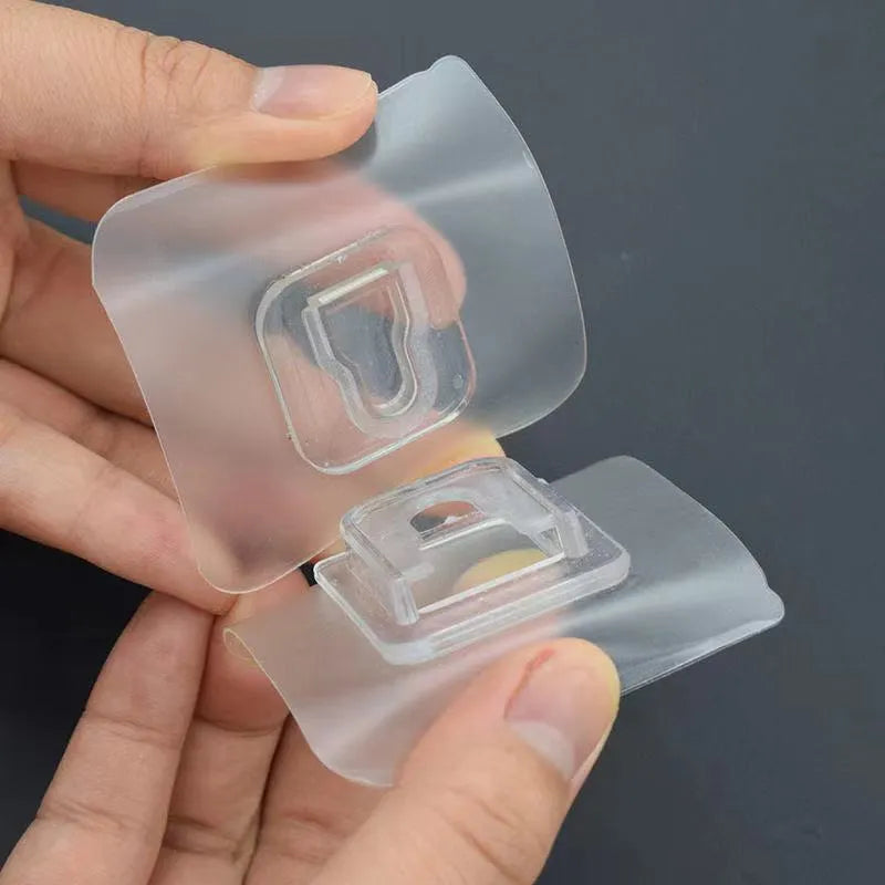 Strong adhesive snap button plastic hook with no-trace double-sided patch for hanging
