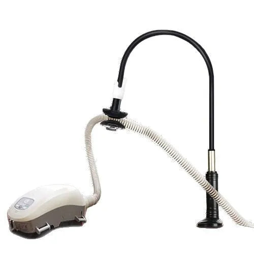 Black and white aluminium alloy ventilator hose bracket for bedside mounting, 95cm long.