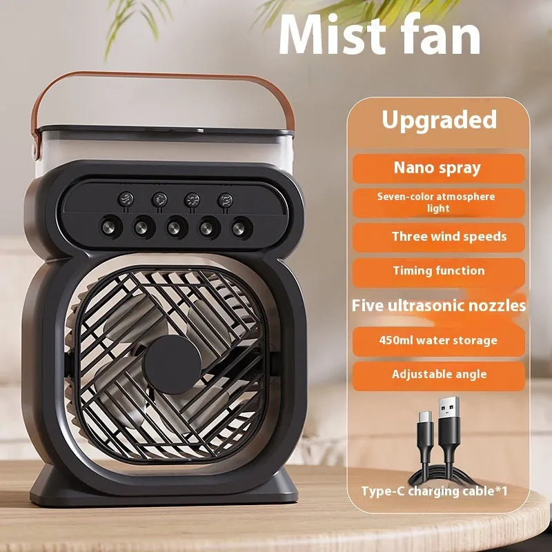 Portable 3-in-1 air conditioner evaporative cooler with LED lights in black, blue, green or white