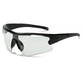 Black and white windproof cycling sunglasses for outdoor sports with multiple lens colour options.