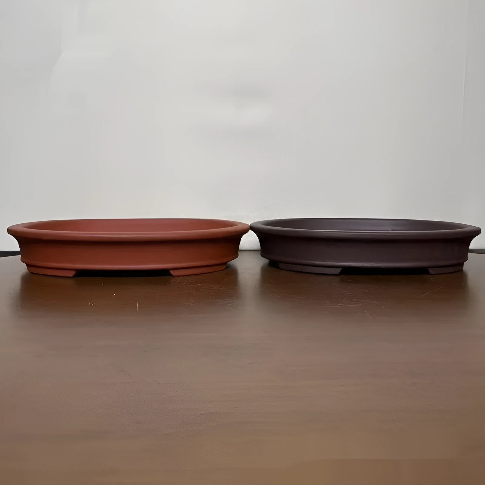 Purple sand handmade oval ceramic flowerpot in cinnabar sand colour for desktop or floor plant display