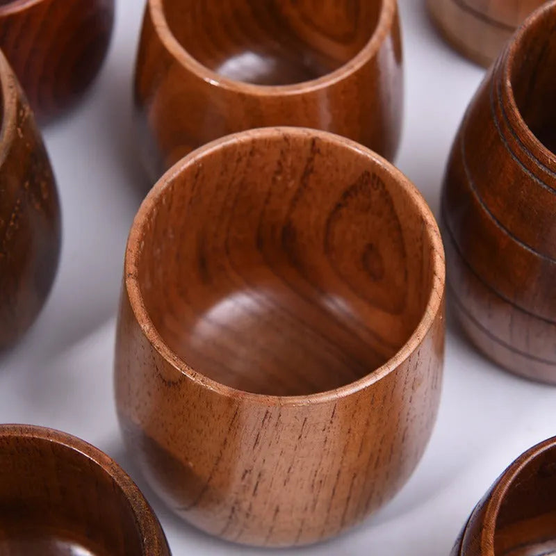 Wooden heat insulation tumbler wine cup vintage sour jujube big belly design round shape