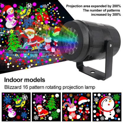 Enchanting Christmas Projector with 16 unique holiday patterns, ideal for indoor and outdoor use