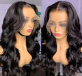 Body wave lace front wig, real human hair, 13x4 and 4x4 lace, lengths 10 to 18 inches, dyeable.