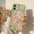 Transparent silicone TPU phone case with hand-painted bear and floral design for iPhone models