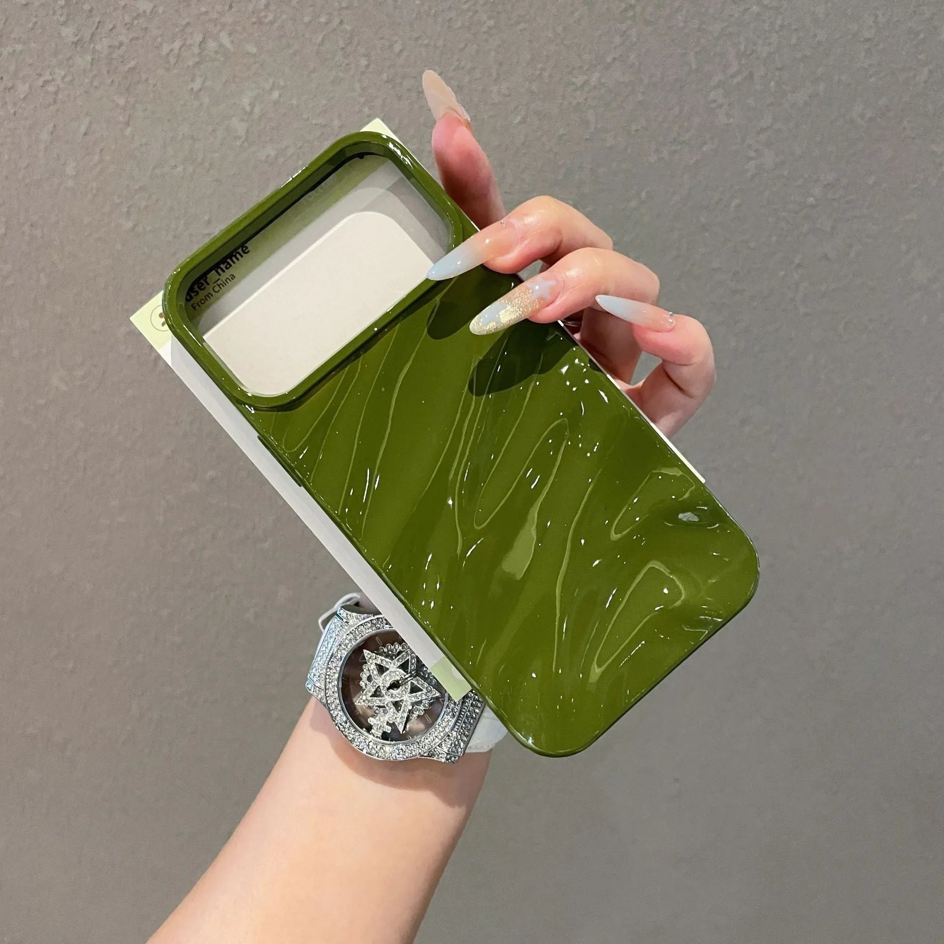 Three-dimensional pleated soft shell phone case with anti-fingerprint varnish finish for iPhone