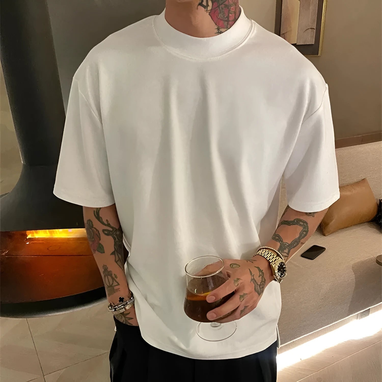 Loose fit half sleeve t-shirt in pure cotton available in multiple colours with regular sleeve length