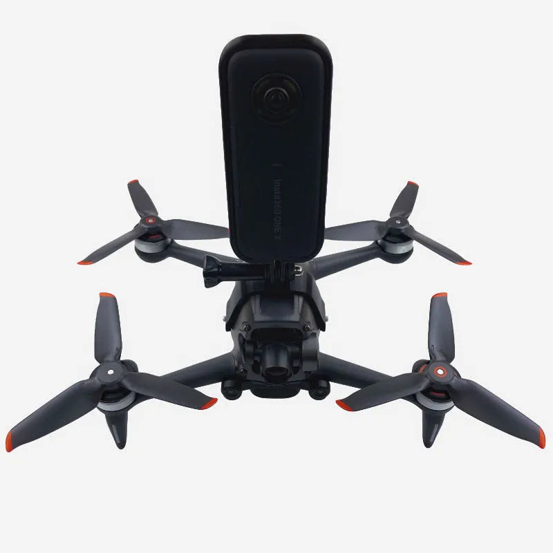 FPV top expansion bracket for action cameras showing 3D printed hard plastic construction with sponge contact area