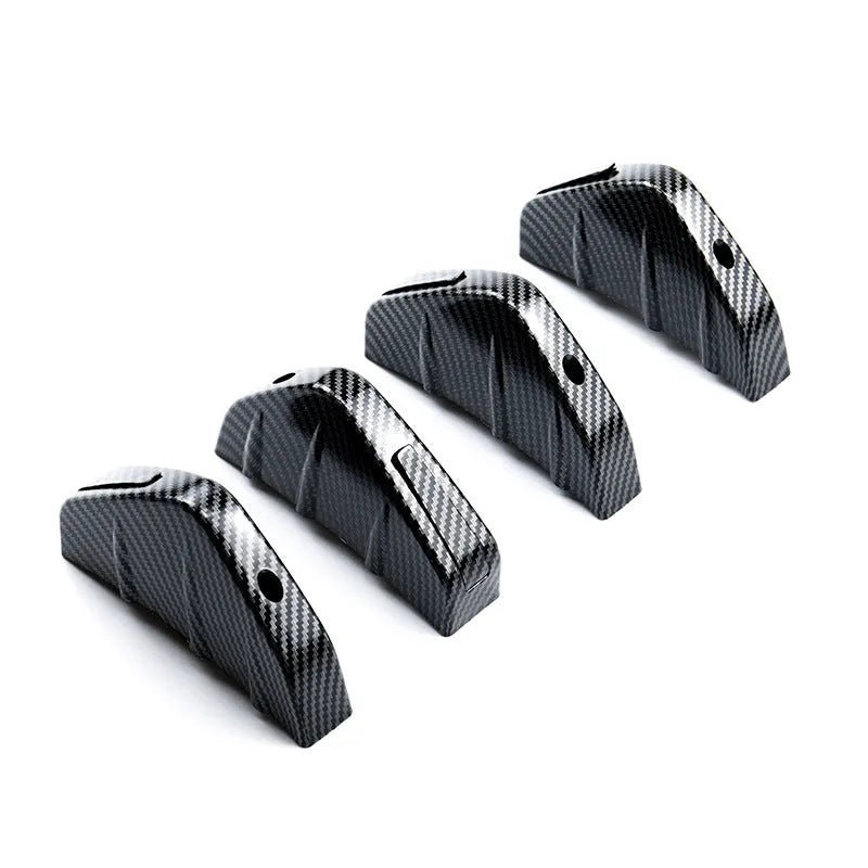 Black triangular automotive rear spoiler with carbon fibre effect pattern, 15cm dimensions