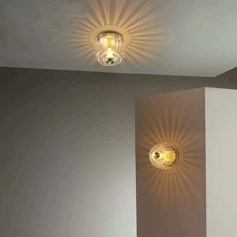 French ceiling light in transparent gold finish for bedroom or balcony 220V