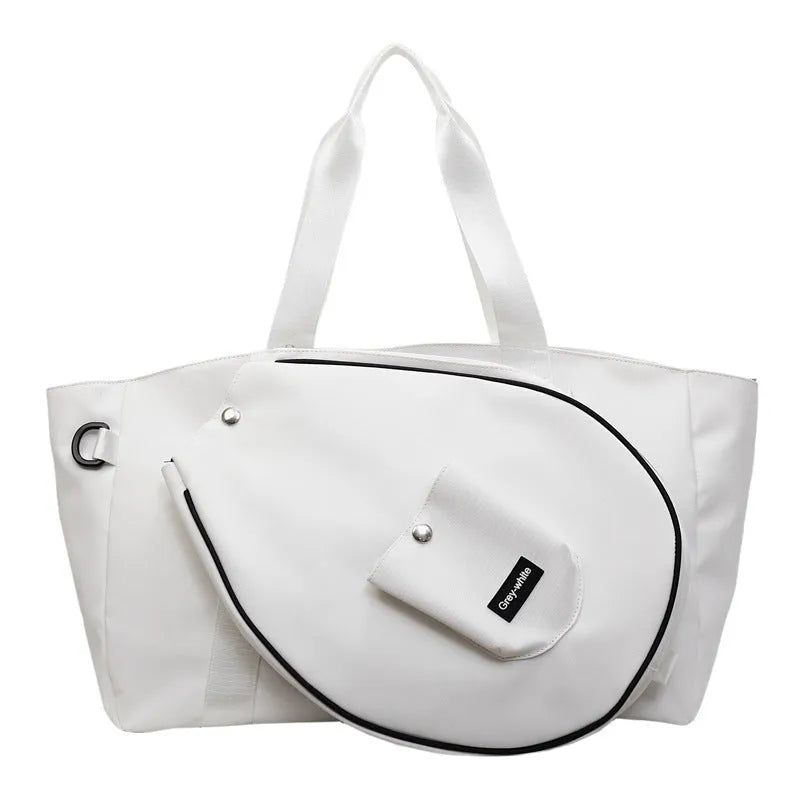 Black one-shoulder yoga storage bag with large 36-55 litre capacity and a single strap.