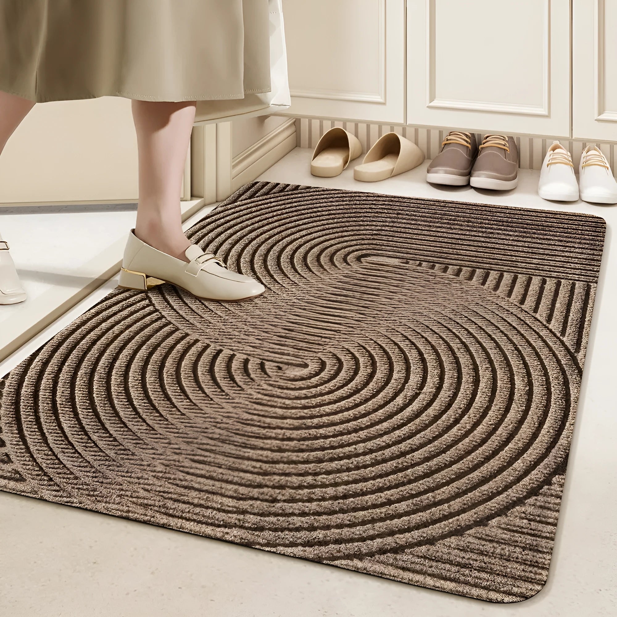 60x90cm silk ring entrance carpet with alien shape and cartoon anime pattern in green, grey, khaki, or blue