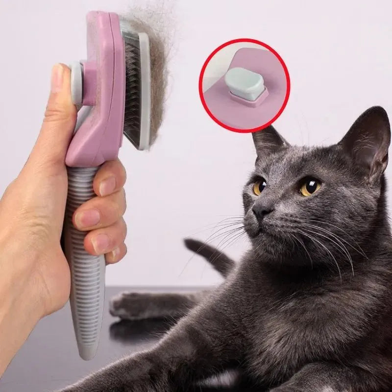 Self-cleaning dog and cat grooming brush for large dogs, knot opening massage comb in blue, pink or purple