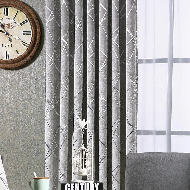 Chenille blackout curtain panel in neutral colour with modern minimalist design