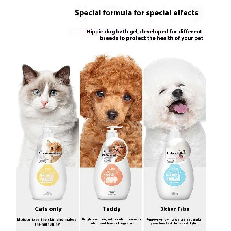 Gel pet shampoo for cat or dog bath with body deodorization, 200-500ml bottle