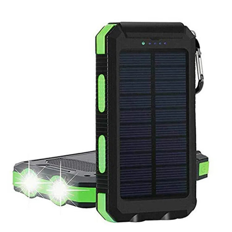 Solar power bank 8000mAh with compass and dual USB output in black colour