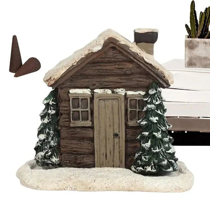 Rustic log cabin-shaped incense burner with wood-inspired finish, creating a cozy and inviting atmosphere in the home