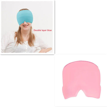 Soothing ice gel eye mask for headache relief, featuring a cooling gel pack and premium elastic cloth for a comfortable fit