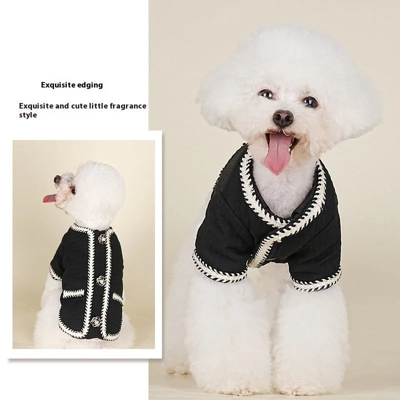 Quilted polyester pet coat in cartoon style for autumn and winter warmth