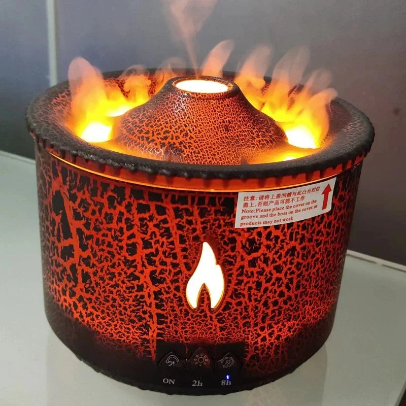 Ultrasonic Aromatherapy Diffuser with mesmerizing flame and jellyfish-inspired light effects, providing customizable relaxation and ambiance