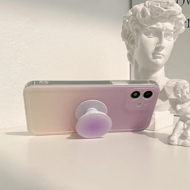 Yellow purple gradient silicone iPhone case with retractable X bracket for iPhone 7 to 14 models