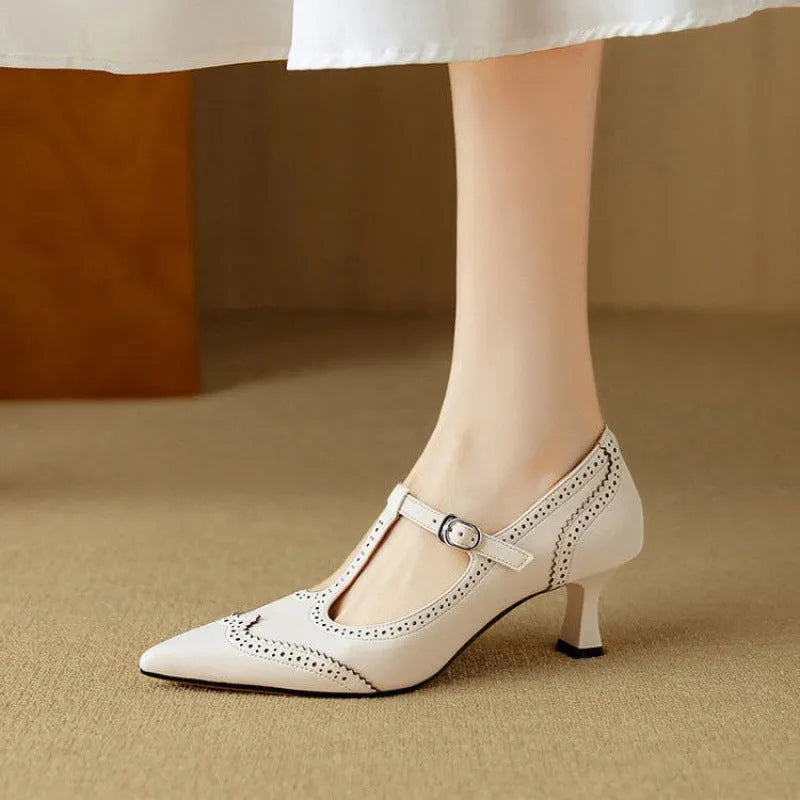 Women's black and white French vintage skull pattern stiletto heel pumps with EVA upper