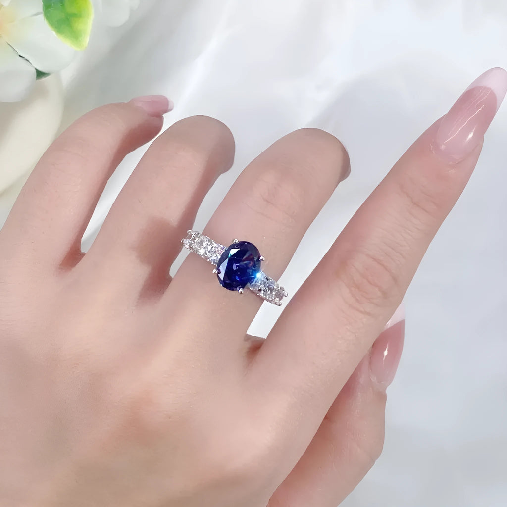 Heart-shaped sterling silver ring with a High Carbon Diamond and tan sang colour zircon stones.