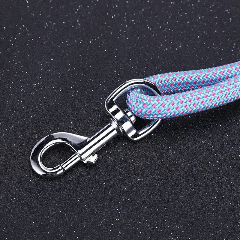 Nylon dog traction belt hand-held rope in blue for small medium large pets walking training