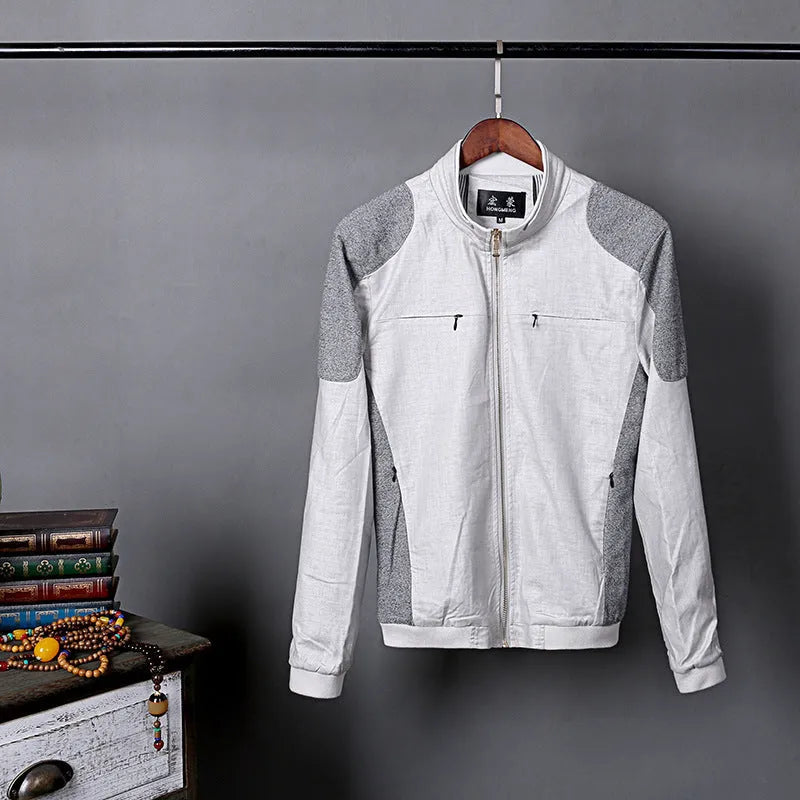 Men's thin cotton linen jacket in regular fit available in heather grey, grass green or blue colours