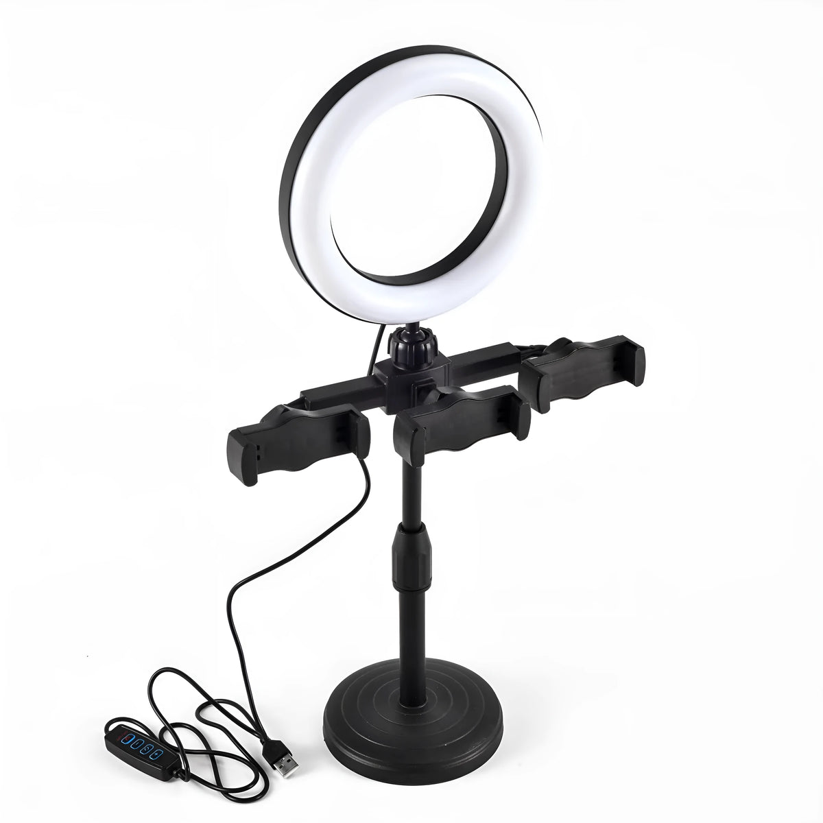 Self-timer overhead telescopic universal mobile phone holder with fill light in classic three-seat aircraft style