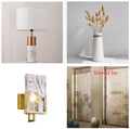 Postmodern marble table lamp with cloth shade, electroplated hardware, E27 cap, 32x55cm, in black or white marble