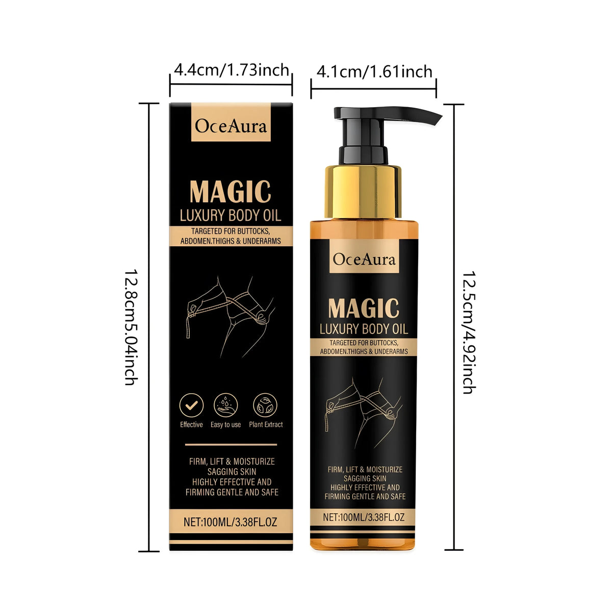 Tighten Body Oil 100ml bottle with glycerol, vitamin E, rose hip oil and almond oil for body massage