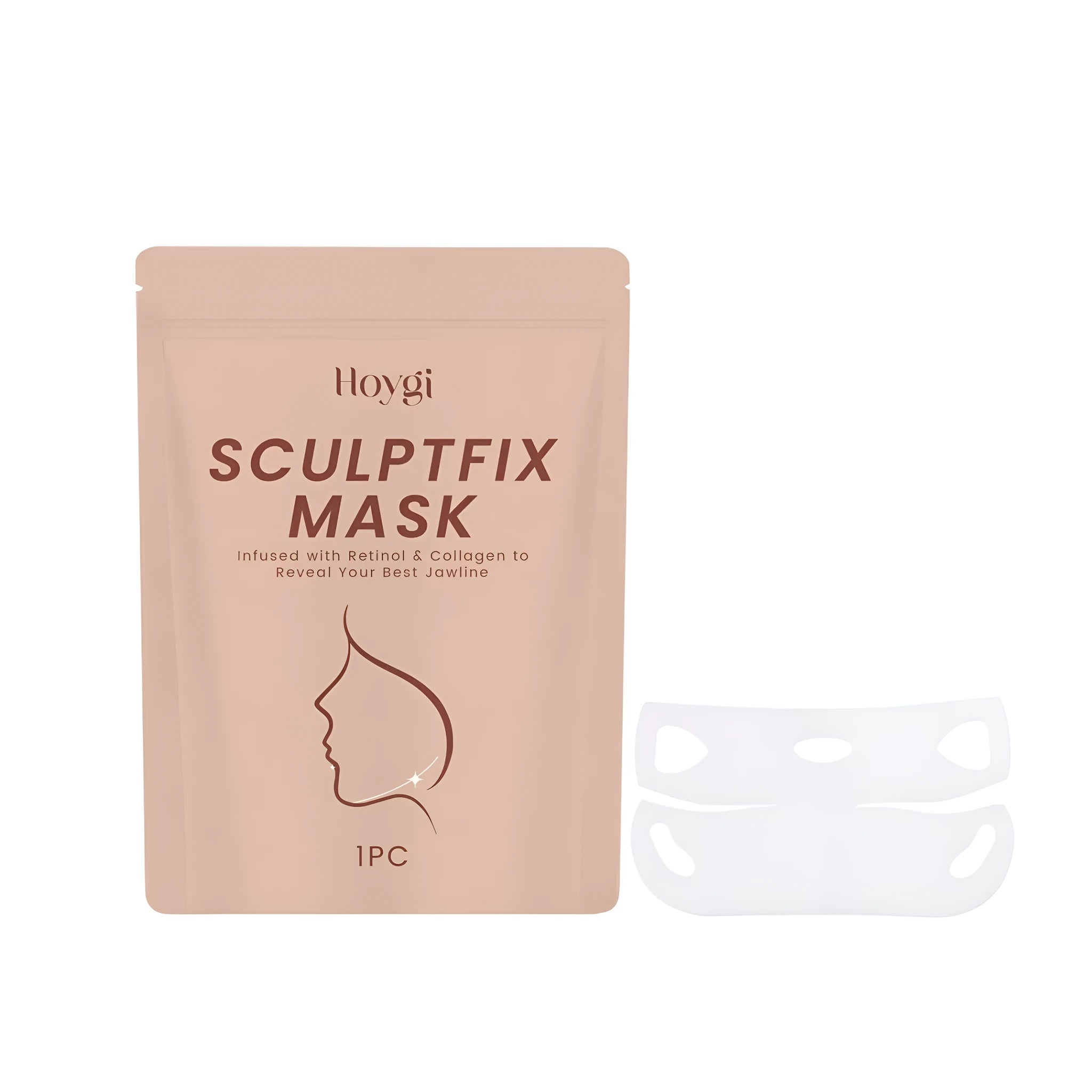V-shaped chin mask sheet for targeted skincare on jawline.