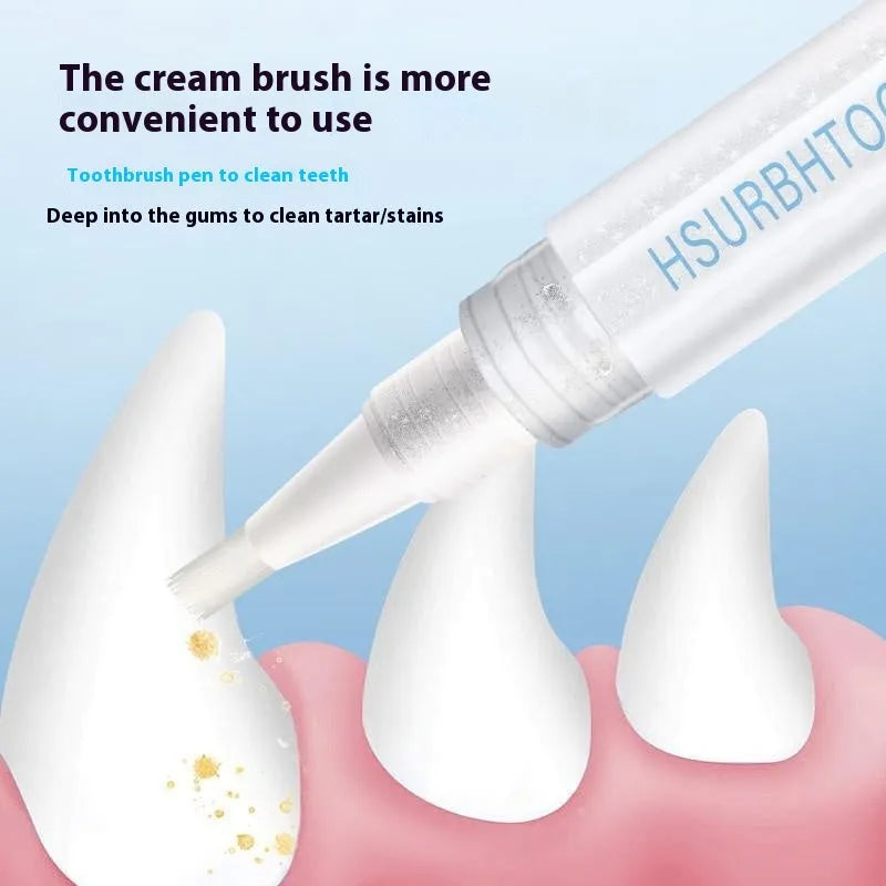 Plastic dog toothbrush pen with integrated toothpaste for canine dental care and breath freshening