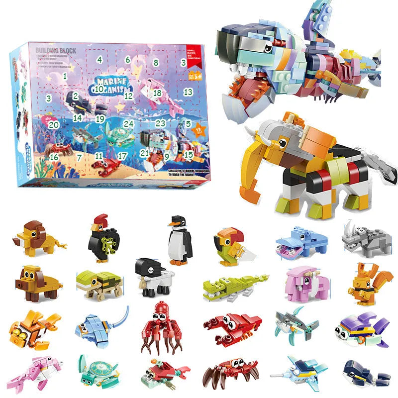 Christmas building block toy in Halloween gift box with small plastic blocks; ST-22 colour variant shown