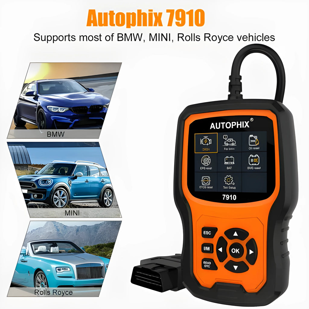 Autophix 7910 BMW diagnostic scanner OBD2 tool for engine fault reading and maintenance resets