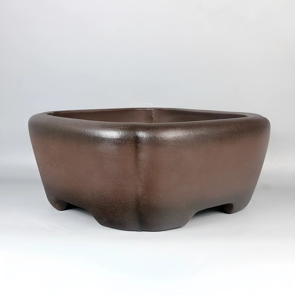 Handmade square purple sand ceramic bonsai flower pot 41x41x18cm antique finish