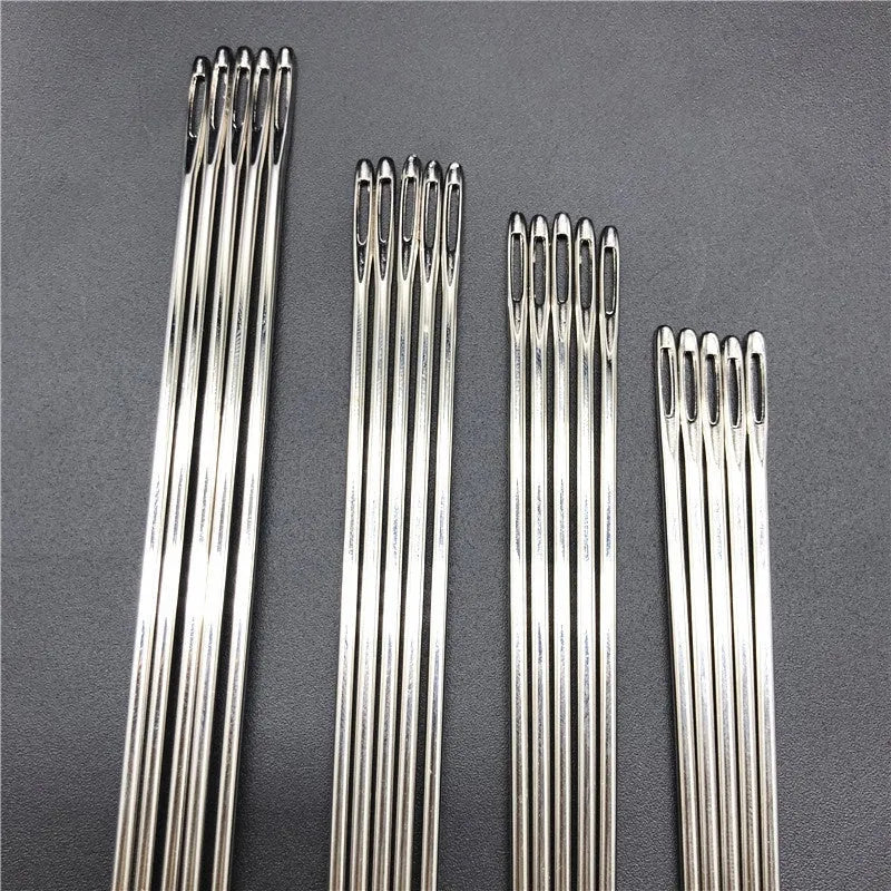 Imported long steel sewing needle 10cm length 1.8mm thick 7mm eye for hand sewing thick fabrics