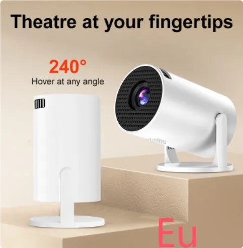 White mini wireless portable projector with HD 1080p resolution for home use
