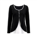 Women's two-piece long-sleeved T-shirt set in contrast colours, slim fit, sizes S-XXL