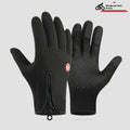 Outdoor cycling skiing mountaineering gloves made of polyester in blue colour with extended three-finger touchscreen feature