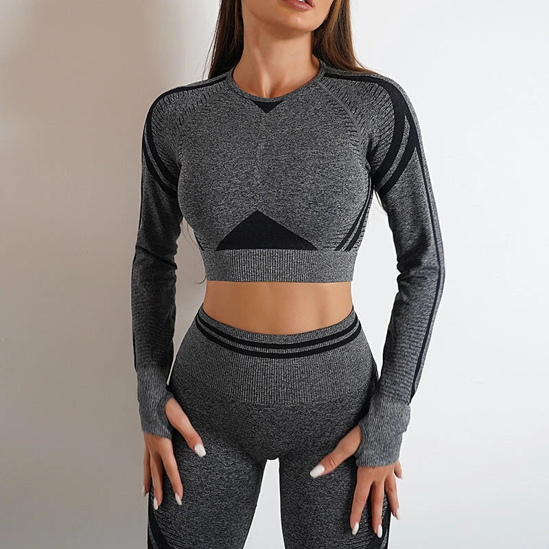 Premium seamless activewear collection featuring nylon tops, leggings, and suits in various colors