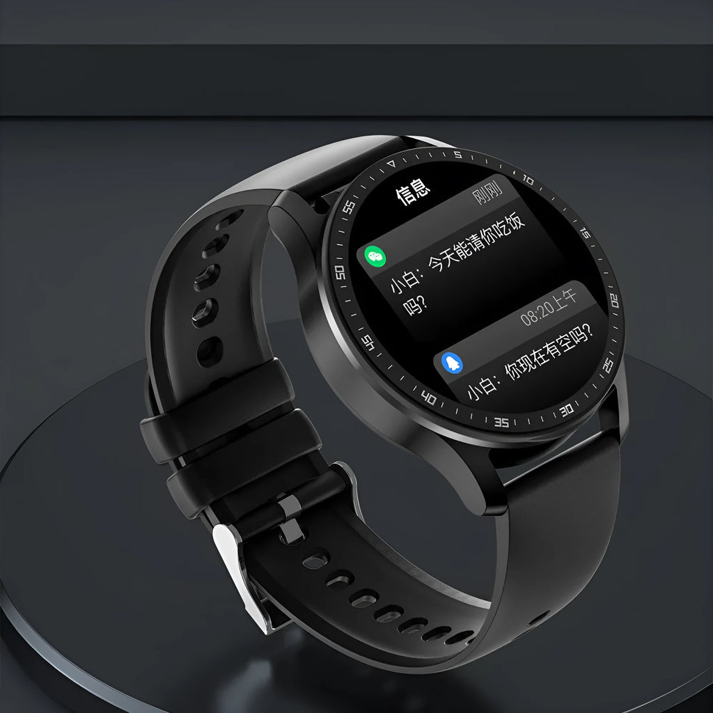 X7 TWS Headset Smart Watch in black with large touchscreen display and integrated earpiece