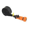 Blue portable garden sprinkler with solar water cooling feature and PVC switch control