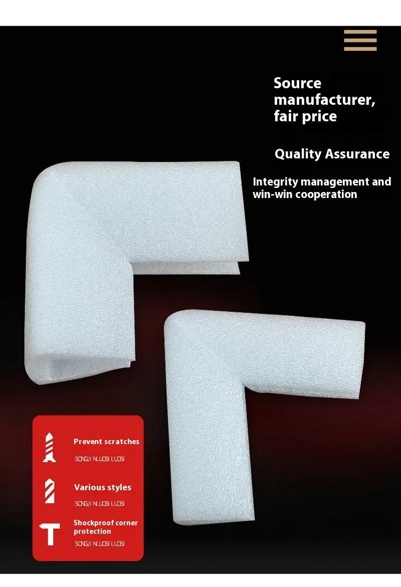 EPE pearl cotton foam furniture and door corner protectors, U10 style with 10mm slot, pack of 800 pieces.