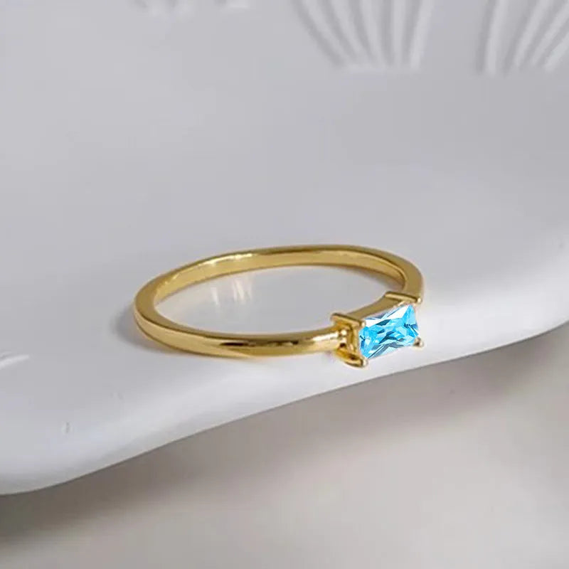 Sapphire blue zircon geometric bracelet ring with oval and love heart shapes on copper base