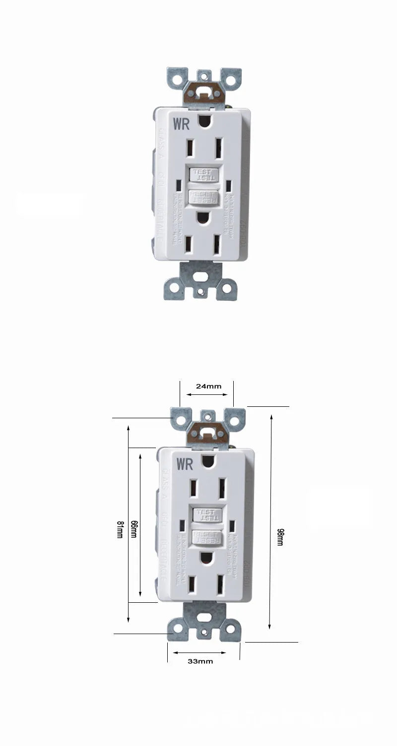 American Standard fault grounding protector socket with six holes, plastic body, model LTG20WR